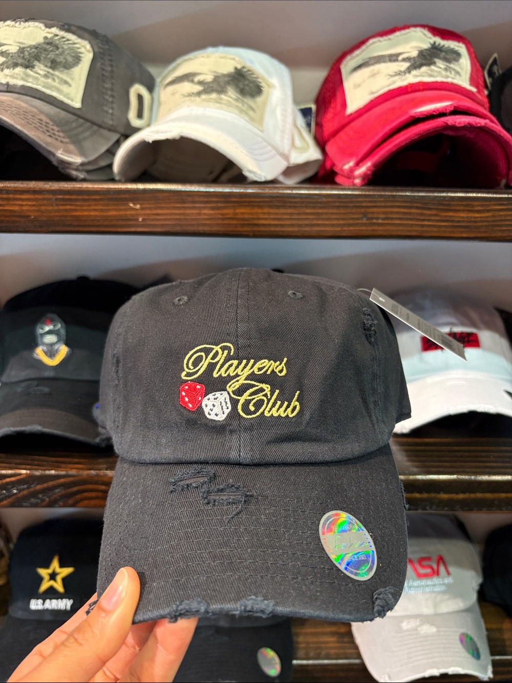 Players Club Black Distressed Baseball Cap